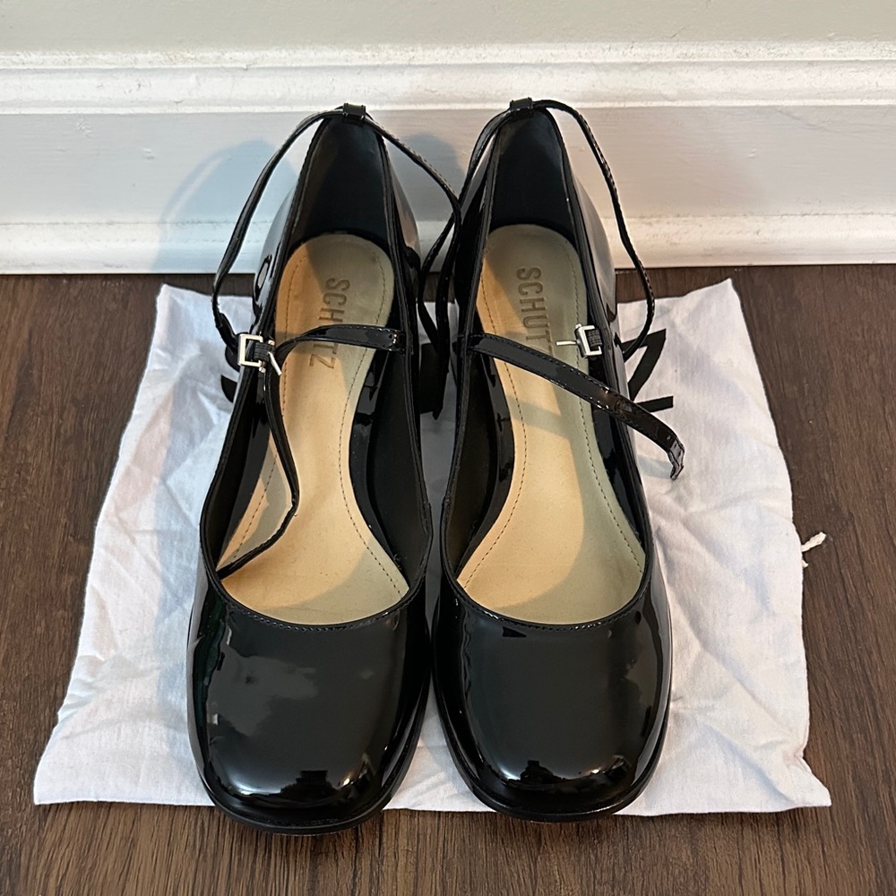 Schutz Black Patent Leather Heels